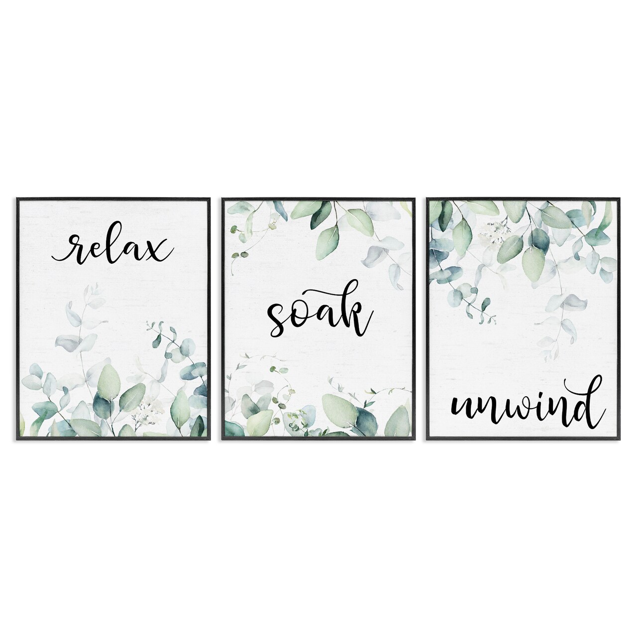 Stupell Industries Leafy Bathroom Herbs 3pc Framed Giclee Set, design by Lettered and Lined